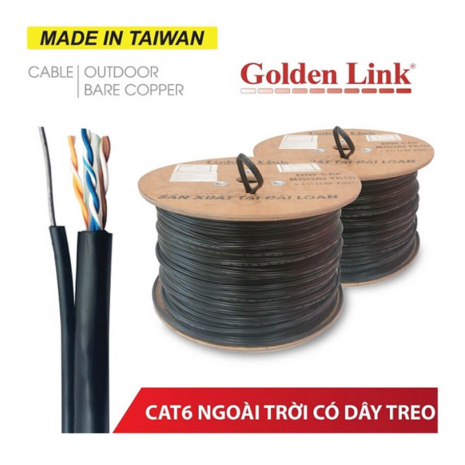 Cáp mạng Cat6 UTP ngoài trời Golden Link PE-CAT6BC